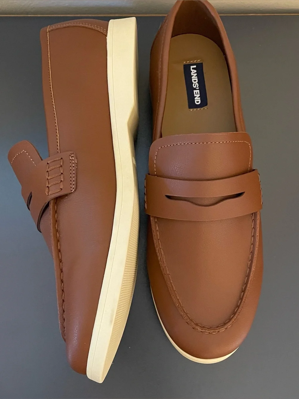 Lands End Boys Brown Loafers Size 7